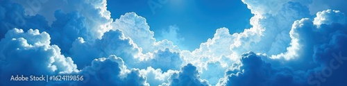 Deep indigo and white watercolor cloudscape, textured and dramatic , indigo, cloud formations