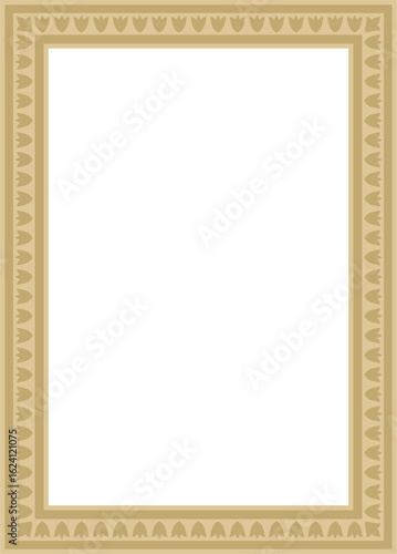 Vector golden square Turkish national ornament. Ottoman border, frame. Ethnic floral rectangle, Seljuk Turks pattern. Decoration of the Sultan's palaces.
