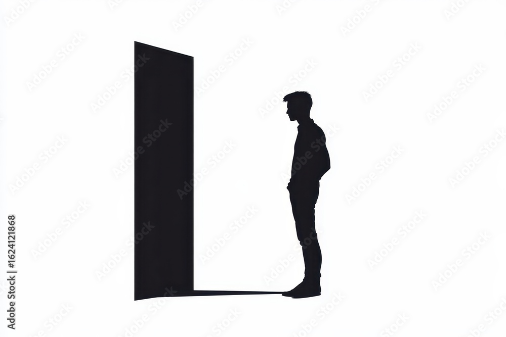 Obraz premium Man in L Pose at Wall icon vector illustration isoleted on white background in black silhouette complex photo.