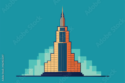 high rise office tower in wireframe vector for arc.eps