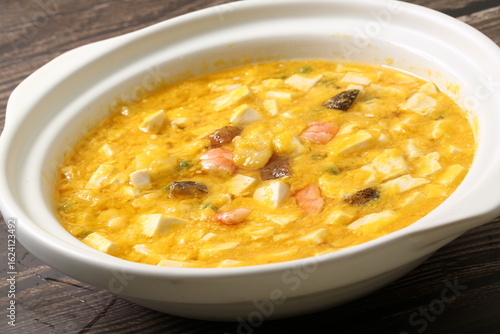 Chinese cuisine, Cantonese cuisine, salted egg yolk tofu