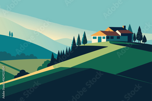 hillside property with tiered landscape layout  .eps