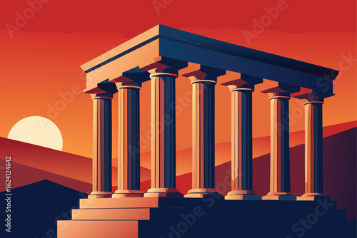 historic greek columns in modern composition  .eps