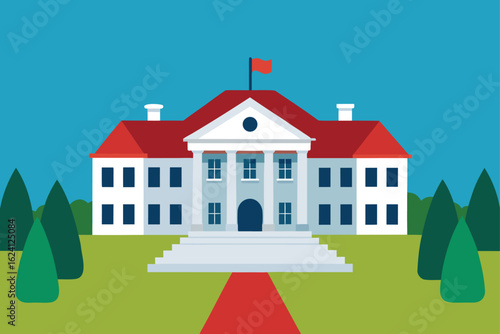 historic presidential estate in perspective view  .eps