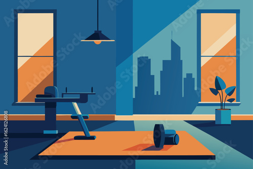 home gym setup in modern apartment   (1).eps