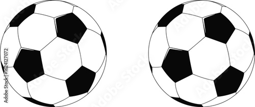 Soccer ball vector illustration, black and white design, classic sports ball sketch,  flat style, isolated football shape
