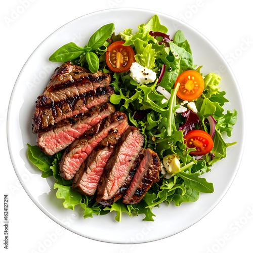 Grilled steak and salad