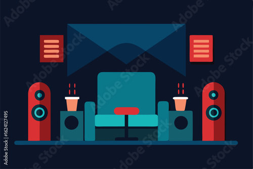home theater room with reclining chairs  projector (1).eps