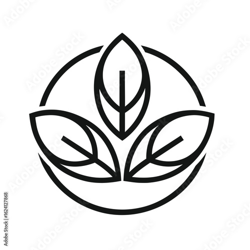 Leaves in a Circle Icon for Biodegradable and Organic Products