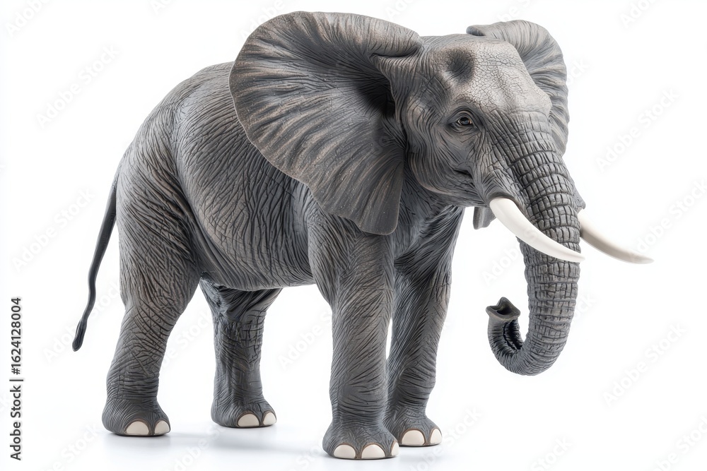 Fototapeta premium Realistic Toy Elephant Figure Isolated on White Background