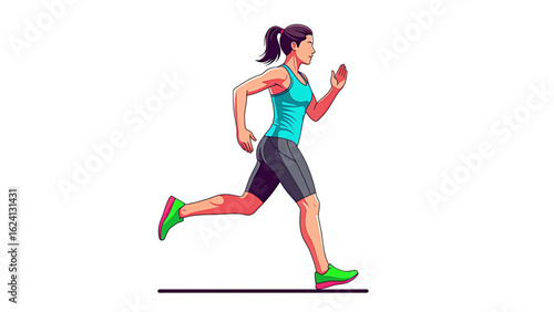 Vector illustration of a sporty woman running in profile. Graphic design 20_20250802_113339.