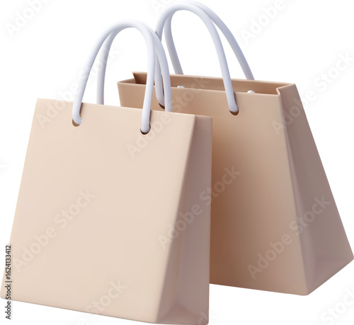 3D Vector Shopping Bags Icon for Retail and Online Commerce