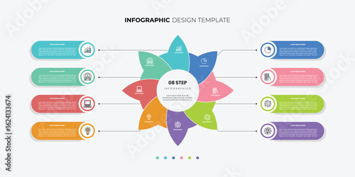 Modern Circle chart infographic template with 3,4,5,6,7,8 options for presentations. Infographic diagram chart template for business, presentation with diagram elements, infographics