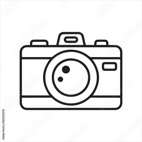 Camera hand drawn doodle isolated icon white background. Camera symbol outline drawn by hand.