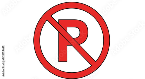 No Parking Sign – Red Prohibition Symbol Vector