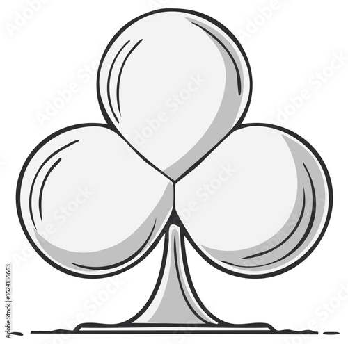 Graphic black and white club playing card suit icon design for games