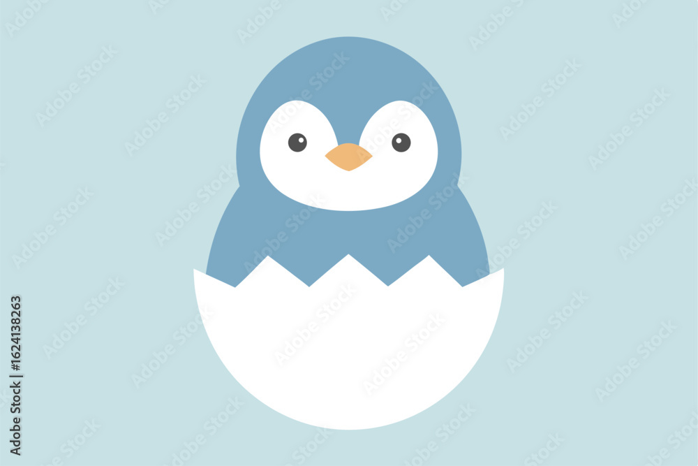 Obraz premium illustrate a baby penguin hatching from an egg in.eps