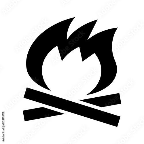 焚き火のアイコン｜Campfire Icon – Simple Bonfire Symbol for Outdoor and Safety Use