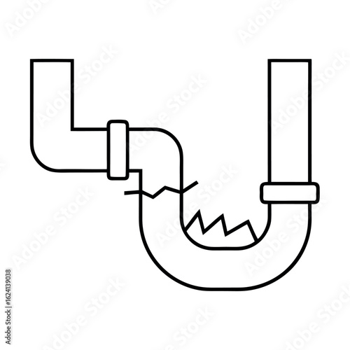 Illustration of a clogged pipe with a blockage and restricted water flow