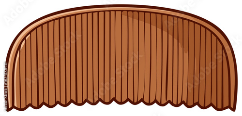 Brown cartoon hair comb with wide teeth and curved handle on a white background