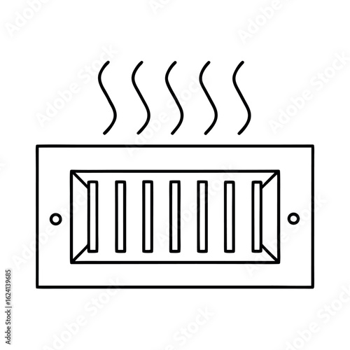 Clean vector illustration of a floor vent with upward air flow suitable for hvac and interior design concepts