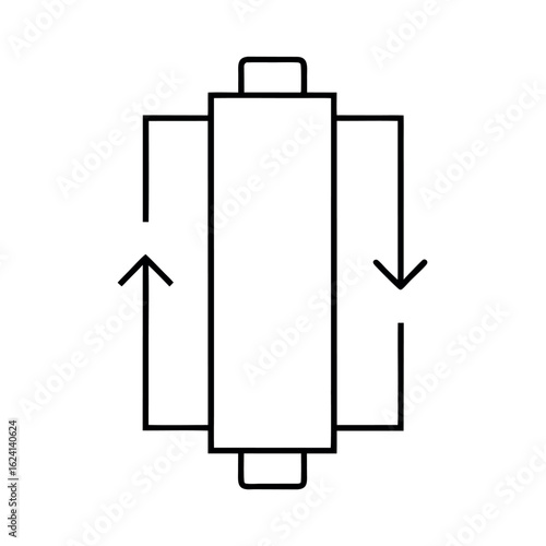 Clean water filter cylinder icon with water inflow and outflow elements