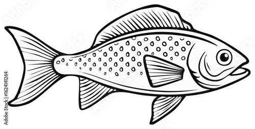Stylized Speckled Fish Illustration for Aquatic Themes and Design