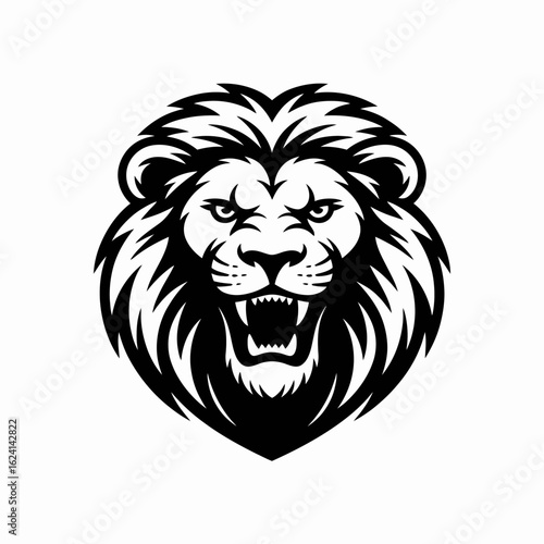 Fierce Lion Head with Majestic Mane Roaring with Power and Strength