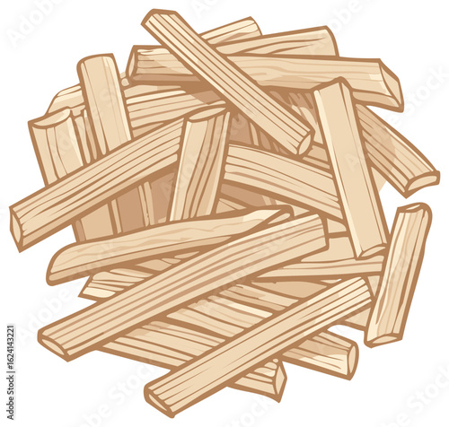 Pile of Light Wood Penne Pasta Pieces Illustration, Vector Style and Design for Creative Projects