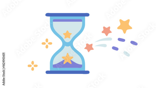 Hourglass time management countdown timer stars deadline urgency sandglass sand clock time passing concept