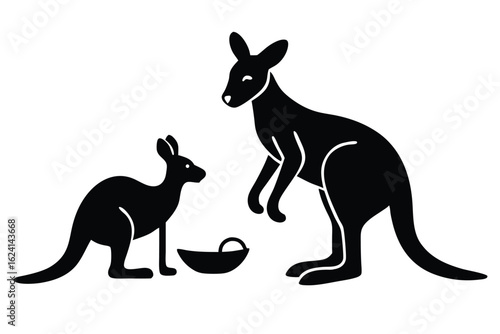 illustrate a vector comic strip of a baby kangaro.eps