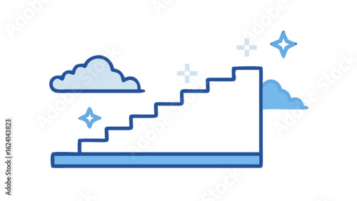 Steps to success stairway to heaven career path business growth achievement progress ladder reaching goals concept
