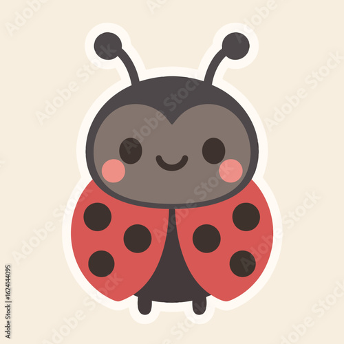 Illustration of a delightful cartoon ladybug illustration, radiating cuteness and charm with its sweet smile, perfect for adding a touch of nature and happiness to any project