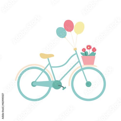 Charming Bicycle with Balloons and Flowers