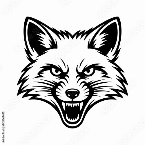 Fierce Foxy Face with Sharp Teeth and Intense Eyes