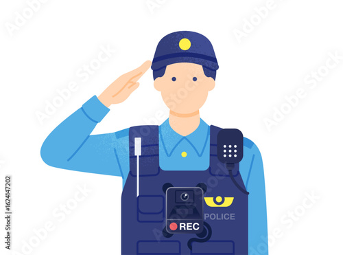 ウェアラブルカメラを装着した警察官のベクターイラスト素材