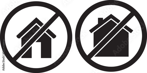 Two houses with diagonal lines silhouette