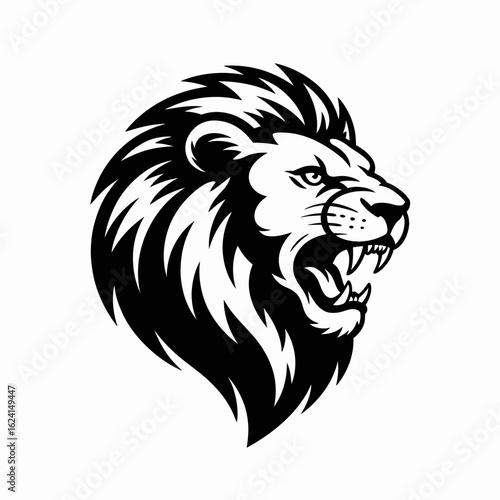 Powerful Roaring Lion Head Emblem Symbolizing Strength and Royalty