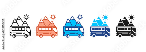 Bus Icon Set Multiple Style Collection
