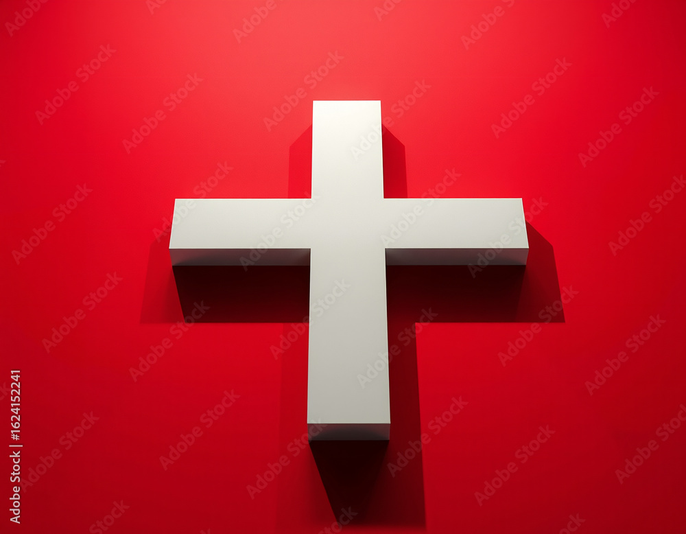 Obraz premium White Cross Against Red Background christianity religion