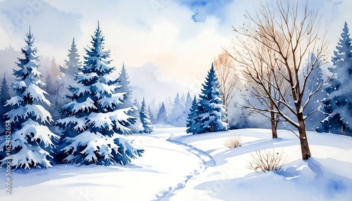 Wallpaper Mural Watercolor snow scene cute Torontodigital.ca