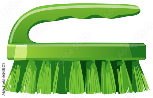 Green Scrub Brush with Handle for Cleaning and Household Chores, Tool Equipment