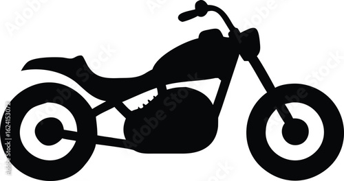 Black silhouette of a cruiser motorcycle on a white background motorbike bike