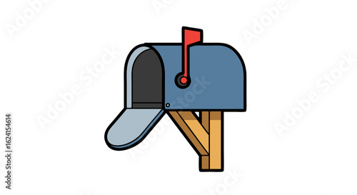 Charming cartoon mailbox standing sentinel with its door ajar welcoming correspondence and deliveries