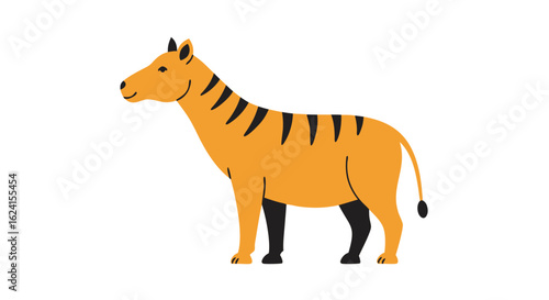 Stylized Quagga Illustration: Unique Fauna Depiction on White Background for Creative Projects