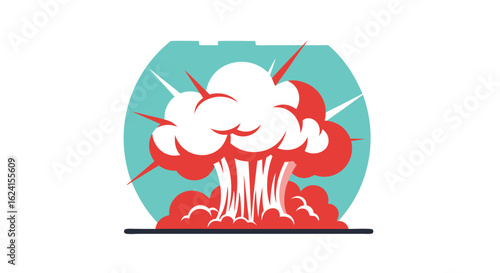 Stylized Comic Explosion Illustration with Vibrant Colors, Perfect for Graphics Projects, and Action Game Elements, Featuring a Clean Design
