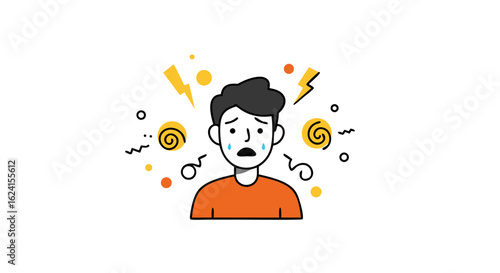 Distressed Man with Overwhelming Anxiety Feeling Drained and Overwhelmed by Pressure Mental Health Crisis in Modern Society Depicting Stress and
