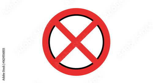 Prohibition concept image with a vivid red circle and crossing lines representing disapproval and restriction of something