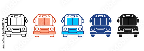 School Bus Icon Set Multiple Style Collection