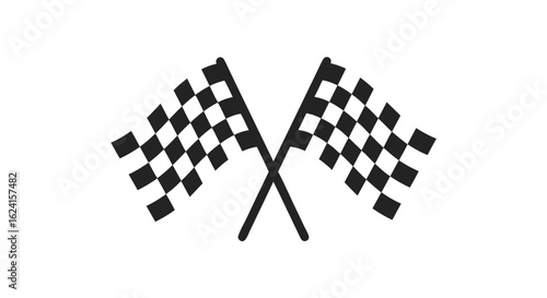 Symmetrical checkered flags symbolizing racing triumph and achievement of final goal on track race or motorsport finish line isolated illustration